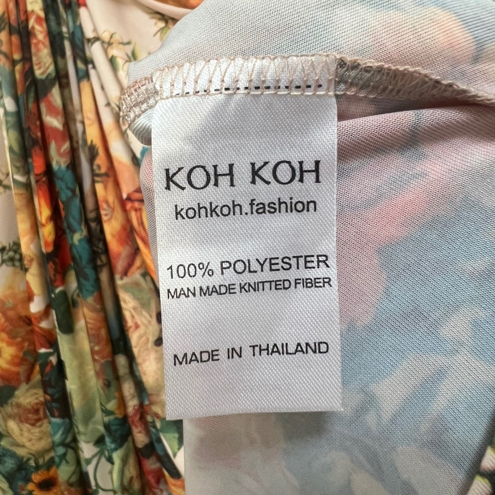 KOH KOH Womens 2X Floral Butterfly Twist Front V-Neck Maxi Dress Multicolor NWT - Picture 8 of 8